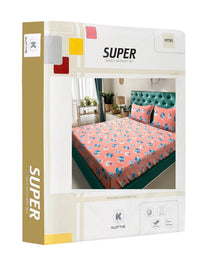 Buku KLOTTHE Lipat Oren Perbualan Kapas Tulen Rasa Lembut 400 TC Dilengkapi Cadar King Halus dengan 2 Sarung Bantal-98 x 89 inci
