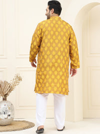 SOJANYA PLUS Plus Size Ethnic Motifs Thread Work Straight Kurta with Pyjamas