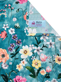 Myntra Elegant Homes Blue Floral 300 TC King Double Bedsheet with 2 Pillow Covers