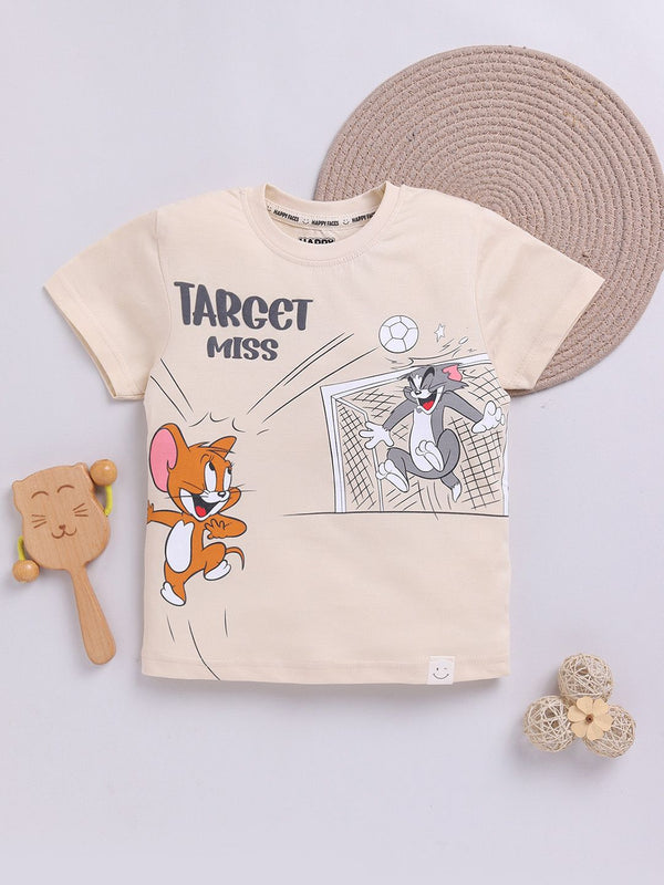 Happy Faces Boys Tom & Jerry Printed Pure Cotton T-shirt