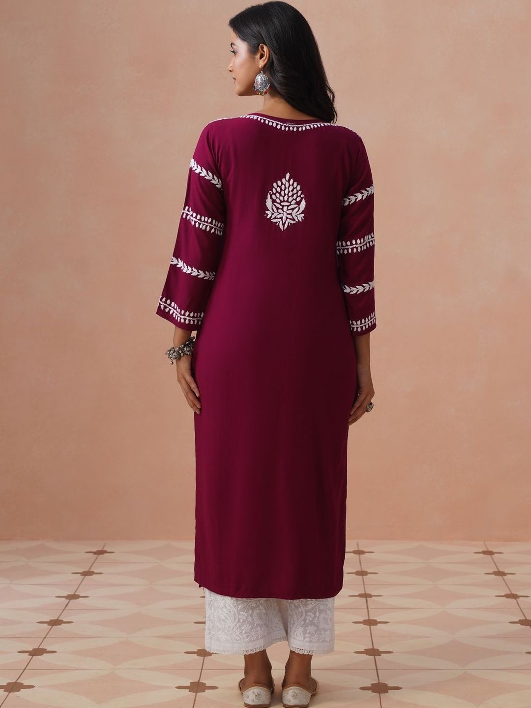 Rumah Wanita Chikankari Sulam Kurta Chikankari