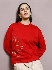 Athena Women Embellished Sequined Sweatshirt