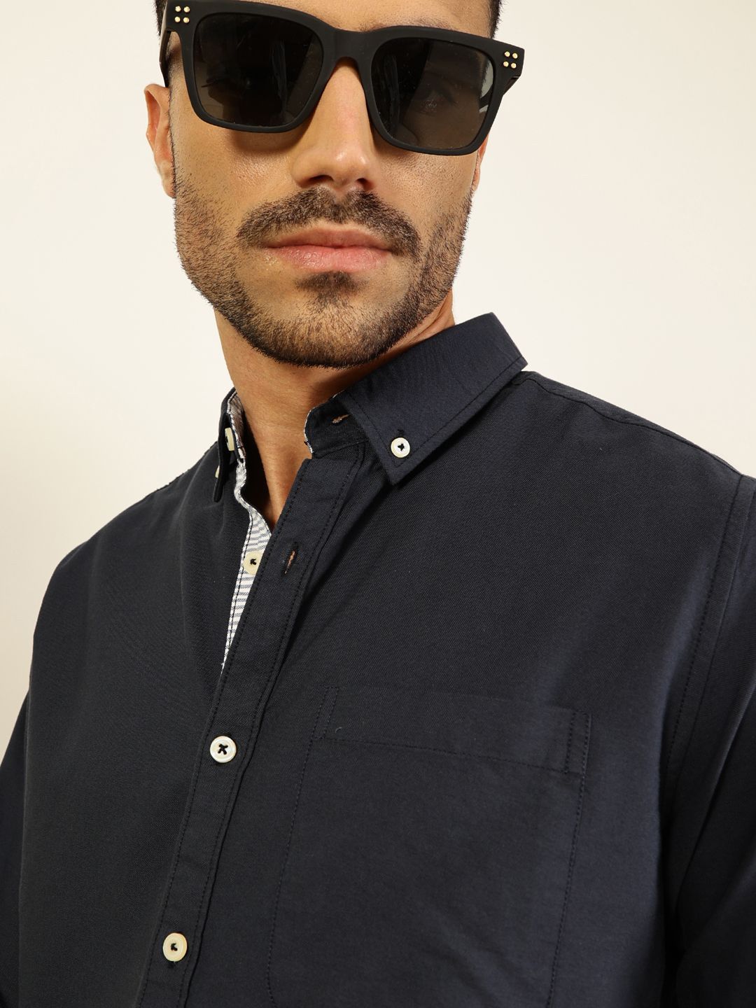 Thomas Scott Men Premium Button-Down Collar Solid Pure Cotton Slim Fit Casual Shirt