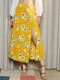 Berrylush Floral Printed High Rise A-Line Midi Skirt
