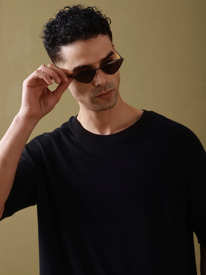 DILLINGER Men Solid Ultra Soft Drapey Oversized Drop Shoulder T-Shirt