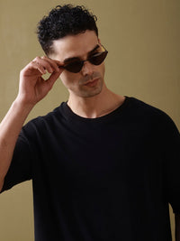 DILLINGER Men Solid Ultra Soft Drapey Oversized Drop Shoulder T-Shirt