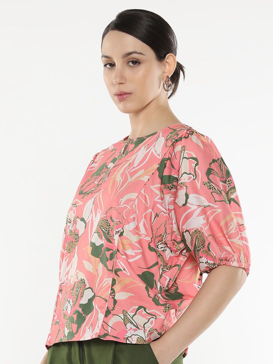 RAREISM Tropical Print Cotton Top