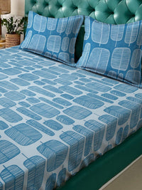Myntra Elegant Homes Turquoise Blue Printed 300 TC King Bedsheet Set 2.50 m x 2.20m