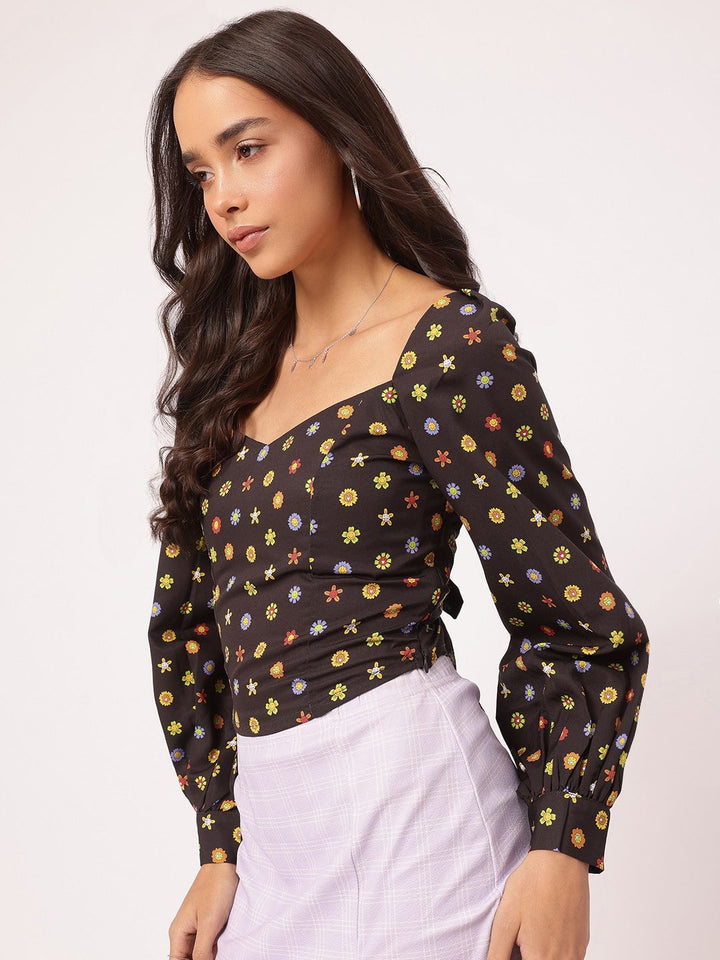 DressBerry Floral Fantasy Bow Back Top