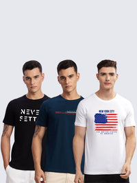 ADRO Men Pack Of 3 Men Graphic Printed T-shirt