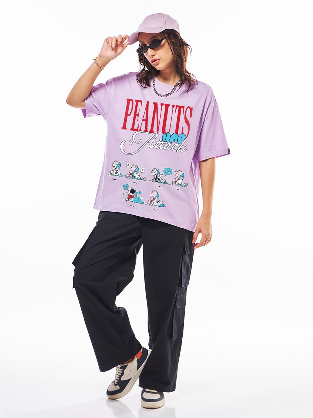 Bewakoof Women Graphic Printed Round Neck Cotton Oversized T-shirt