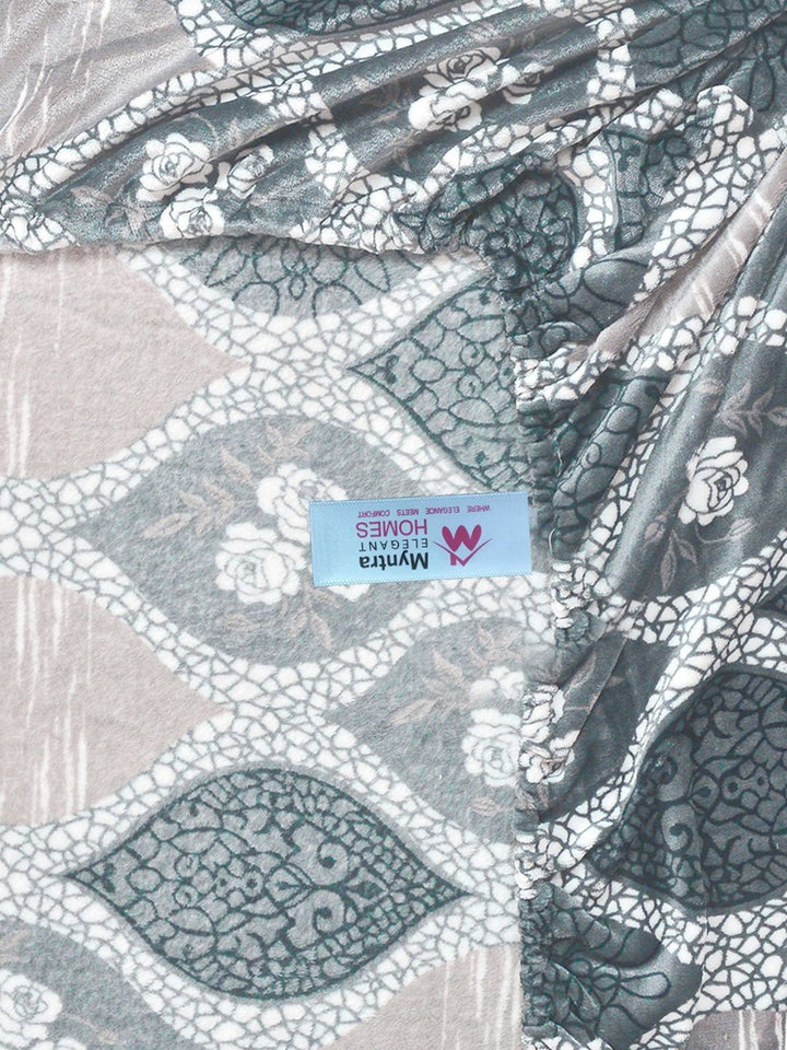 Myntra Elegant Homes Grey Floral Dilengkapi 300 TC Wool Bedsheet Single Dengan 1 Sarung Bantal