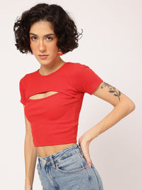 DressBerry Edgy Elegance Cut-Out Ribbed Crop Top