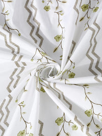 Myntra Elegant Homes White & Green Floral 400 TC Bedsheet with 2 Pillow Covers