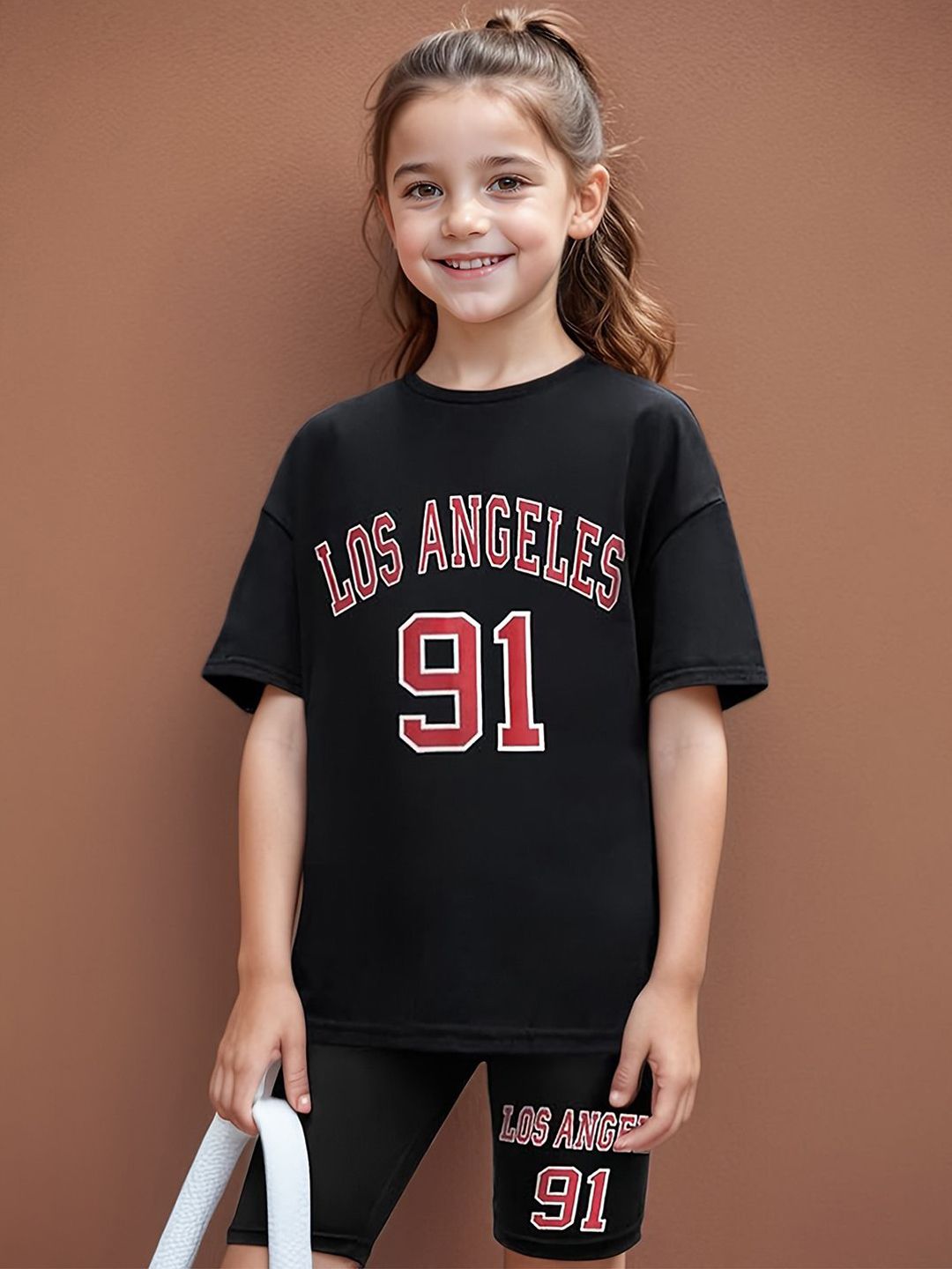 YK Girls Dicetak T-shirt dengan seluar pendek