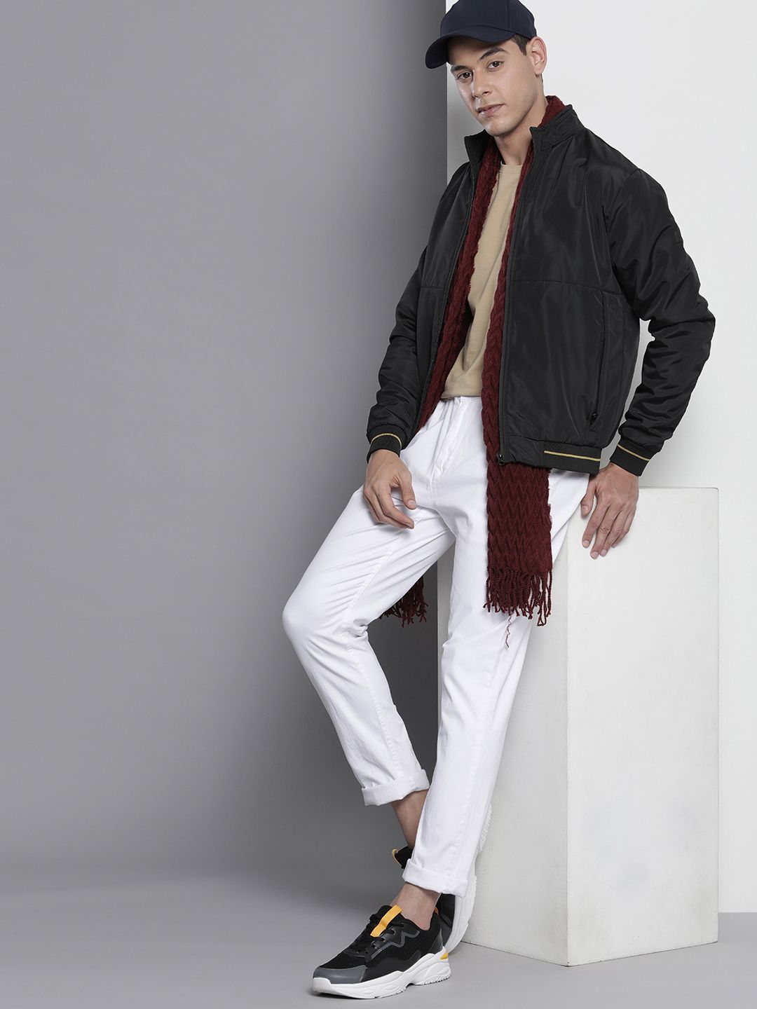 The Indian Garage Co Men Zip-Front Bomber Jacket with Insert Pockets