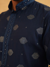 SOJANYA Sequinned Mandarin Collar Straight Kurta With Churidar