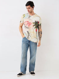 SPYKAR Men Graphic Printed Round Neck Cotton Slim Fit T-shirt
