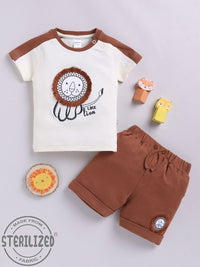 Moms Love Bayi Boys Cotton Cotton Bordered T-shirt dengan seluar pendek