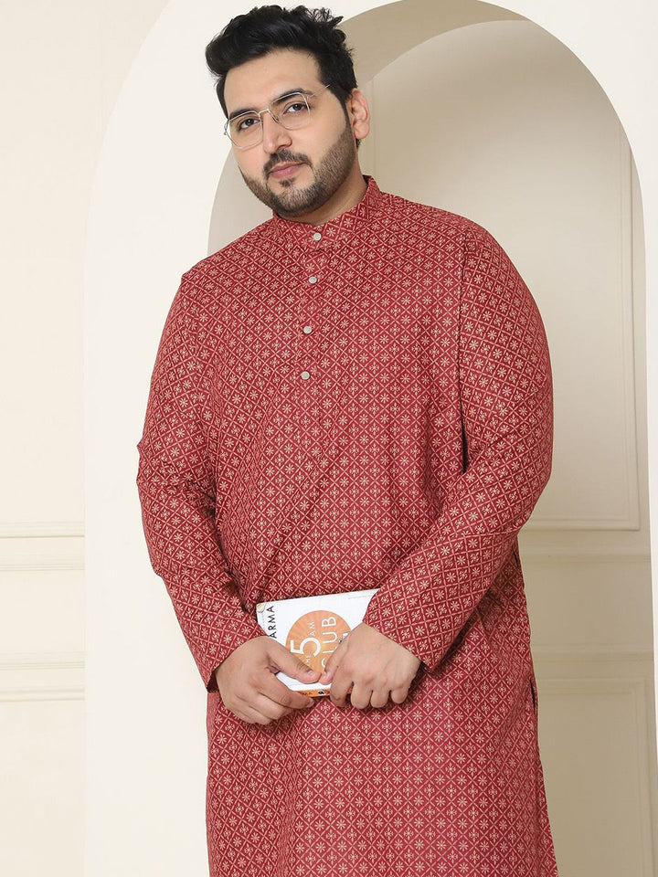 SOJANYA PLUS Floral Embroidered Thread Work Cotton Linen Straight Kurta with Pyjamas
