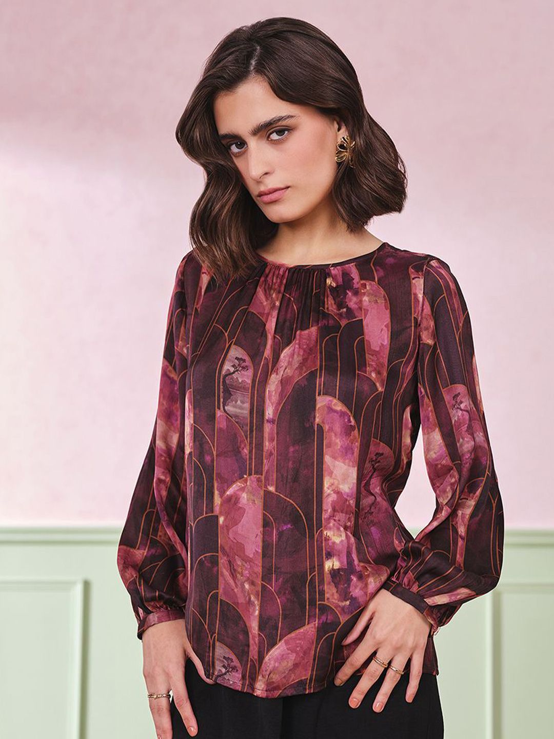 AND Women Abstract Printed Top