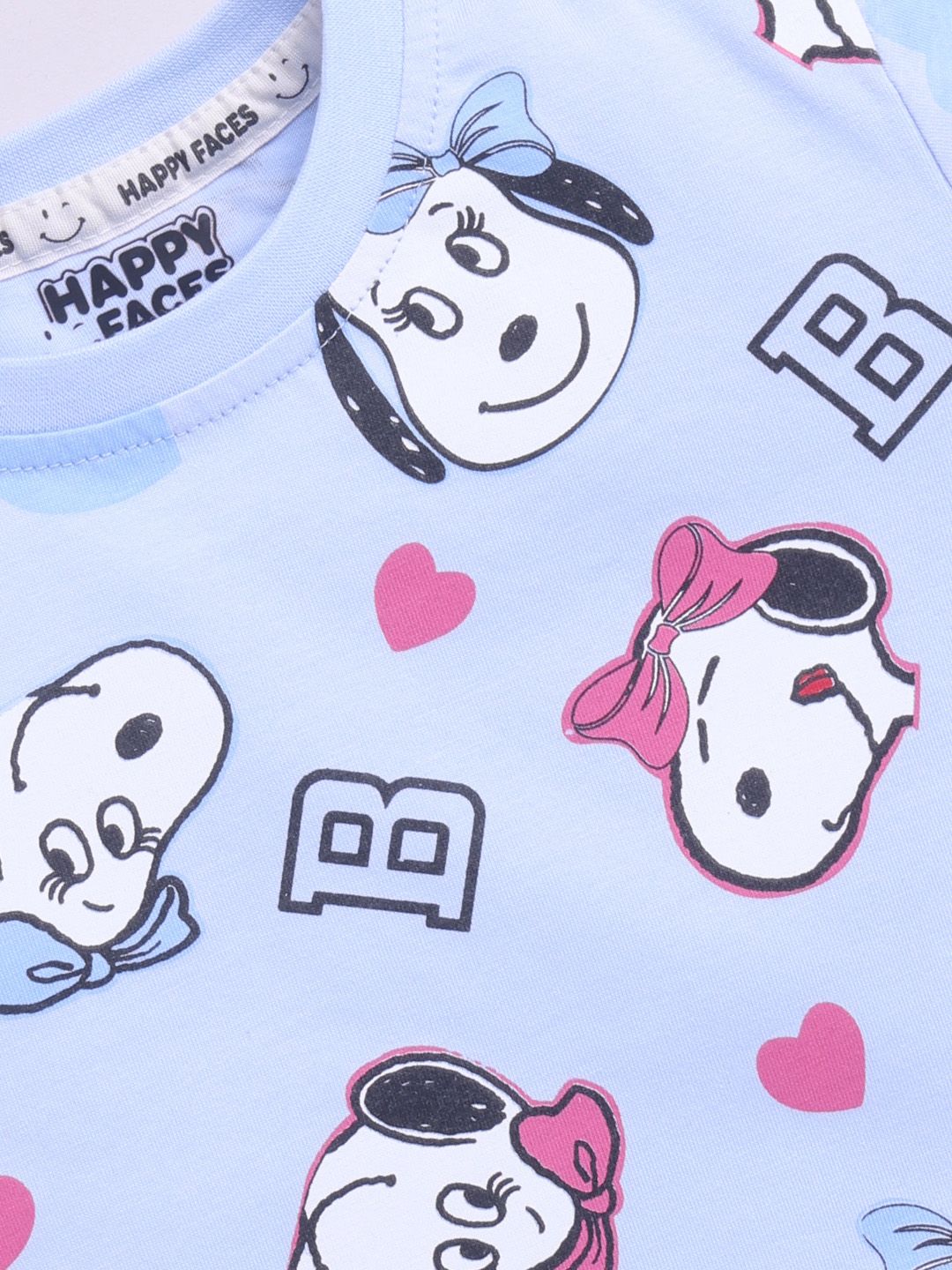 Happy Faces Girls Peanuts Printed Pure Cotton T-shirt