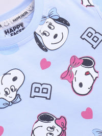 Happy Faces Girls Peanuts Printed Pure Cotton T-shirt