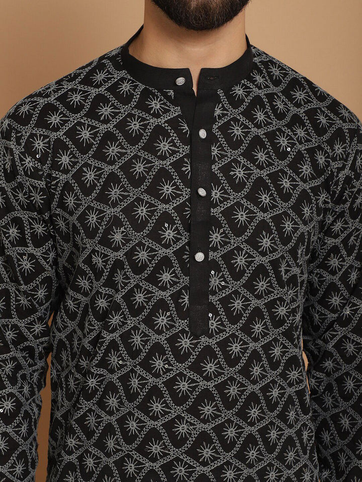 Anouk Ethnic Motifs Mandarin Collar Long Sleeves Pure Cotton Kurta Set