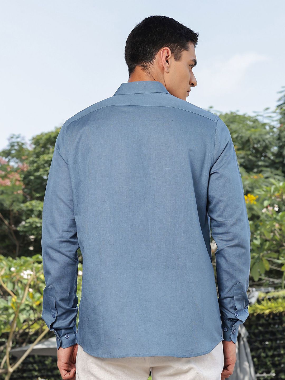 Thomas Scott Men Premium Slim Fit Solid Spread Collar Casual Shirt