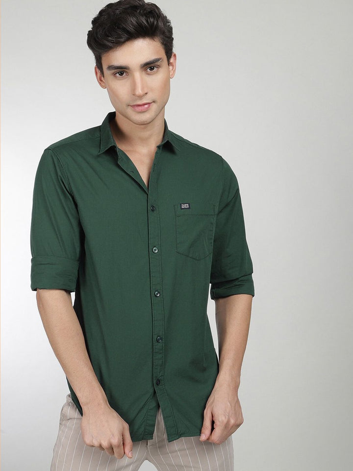 The Indian Garage Co Men Green Comfort Cotton Casual Shirt