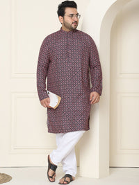 SOJANYA PLUS Ethnic Motifs Band Collar Straight Kurta With Pajamas