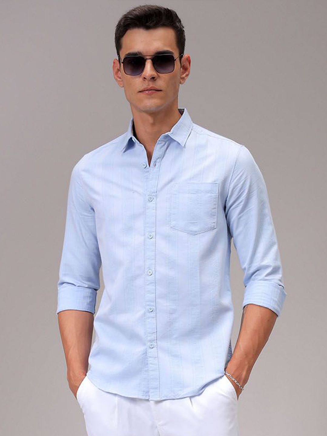The Indian Garage Co Men Slim Fit Opaque Striped Casual Shirt