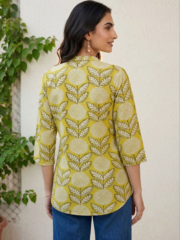 Mamicha Floral Print Mandarin Collar Top