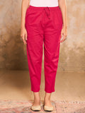 House of Chikankari Women Magenta Cotton Solid Pant