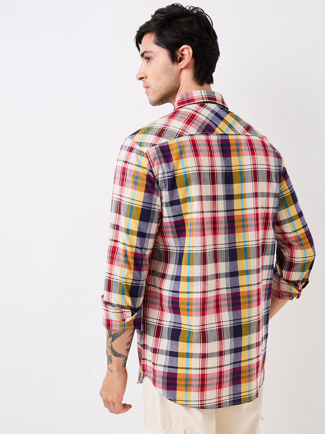 SPYKAR Men Spread Collar Tartan Checked Cotton Casual Shirt