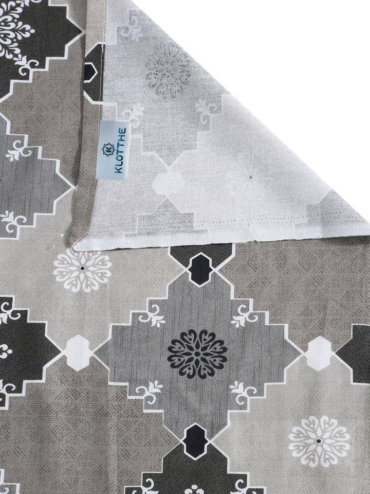 KLOTTHE Grey Geometric Cotton Single Bedsheets