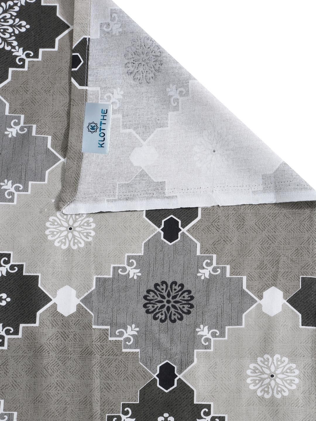 KLOTTHE Grey Geometric Cotton Single Bedsheets