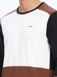 ADRO Lelaki Colourblocked Round Neck Cotton T-shirt