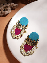 Anouk Gold Plated Cubic Zirconia Studded Contemporary Drop Earrings