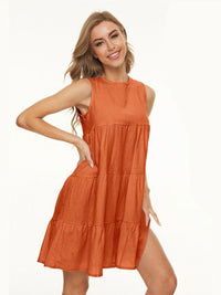 DressBerry Round Neck Tiered A-Line Dress