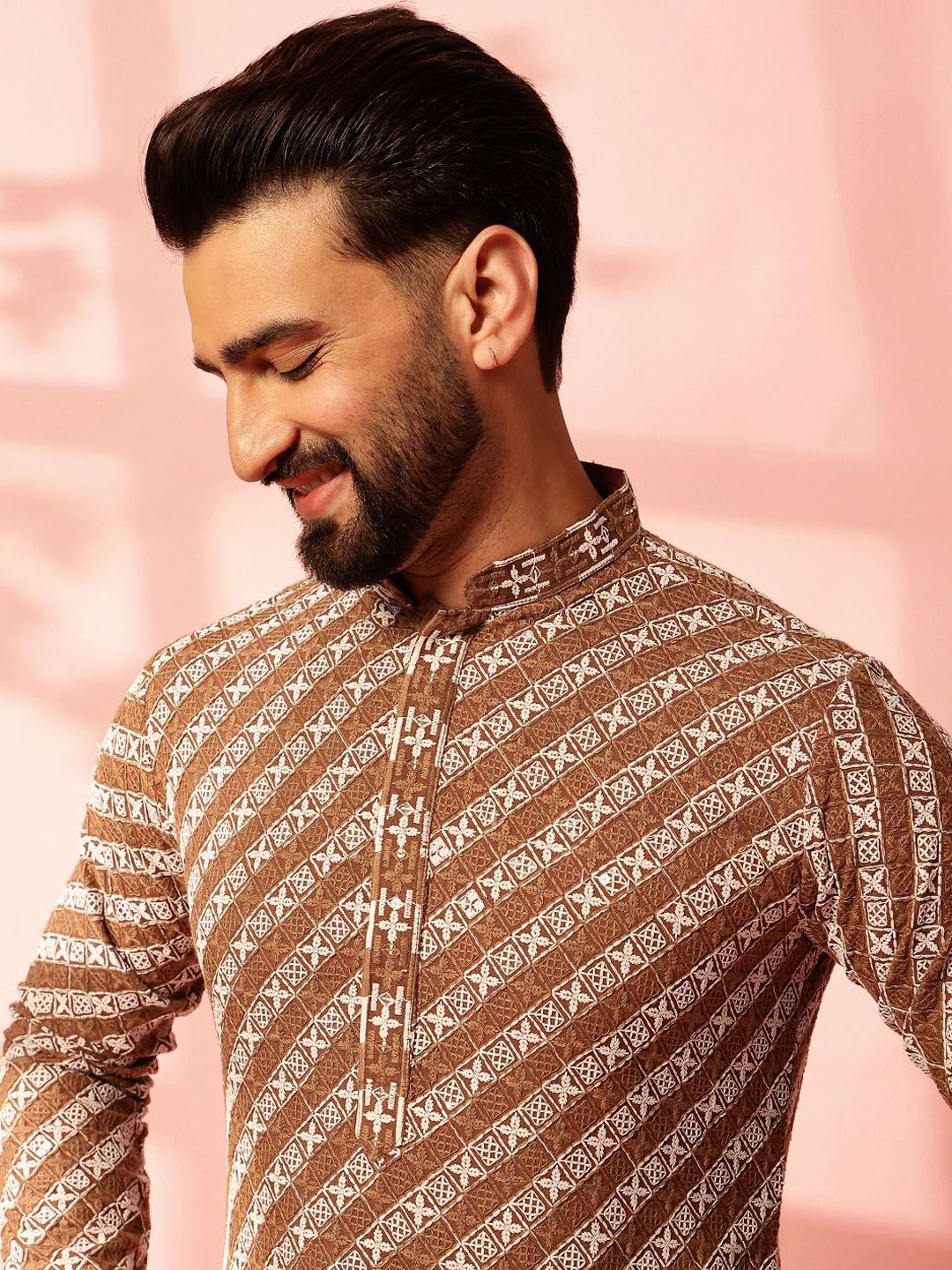 Anouk Men Embroidered Regular Sequinned Pure Cotton Kurta with Pyjamas