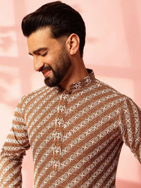 Anouk Men Embroidered Regular Sequinned Pure Cotton Kurta with Pyjamas