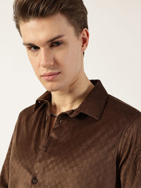 Thomas Scott Men Classic Spread Collar Textured Solid Slim Fit Casual Shirt