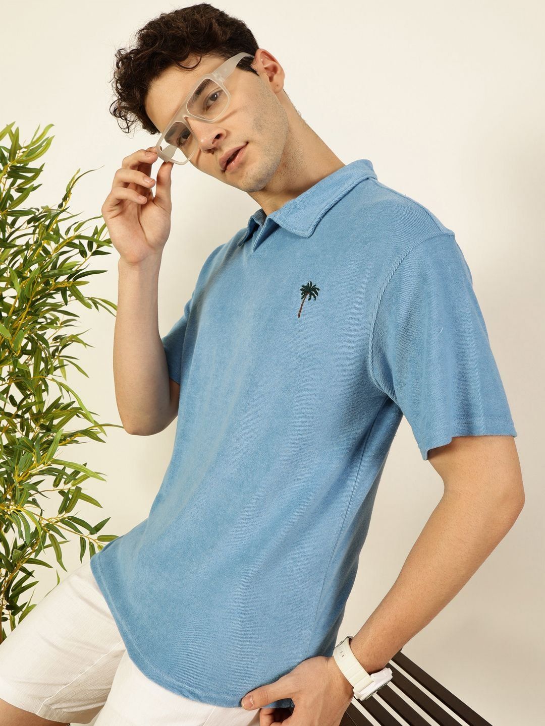 Thomas Scott Men Solid Polo Collar Cotton Relaxed Fit T-Shirt