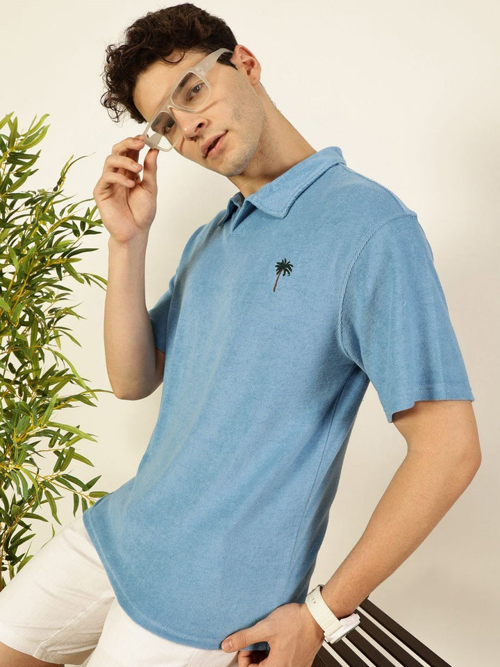 Thomas Scott Men Solid Polo Collar Cotton Relaxed Fit T-Shirt