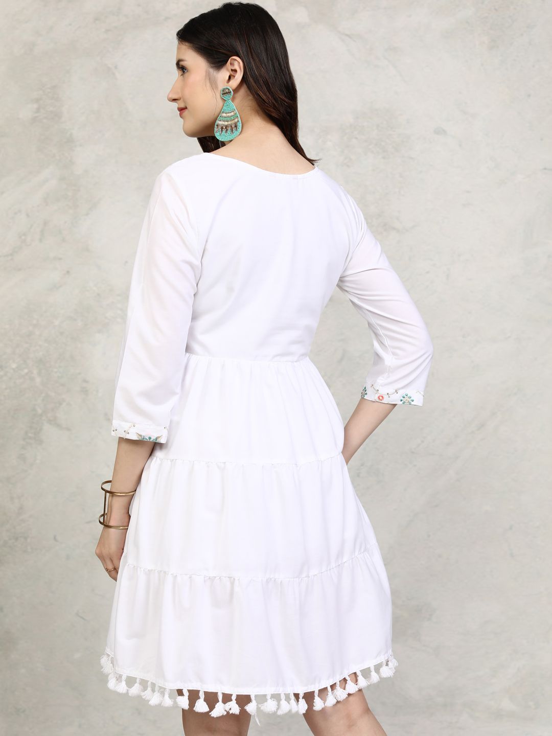 Vishudh Women Floral Embroidered Fit and Flare Mini Dress