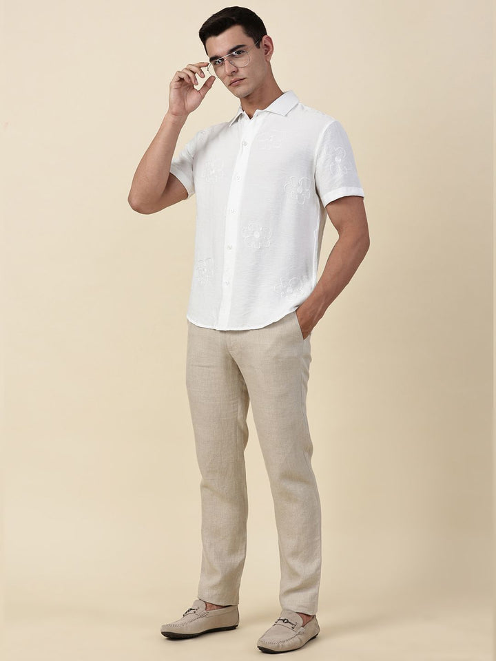 Thomas Scott Men Embroidered Regular Fit Casual Shirt