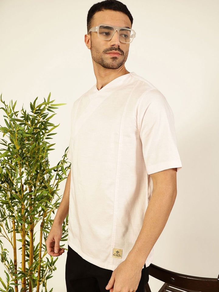 Thomas Scott Men Solid V-Neck Cotton Boxy T-Shirt