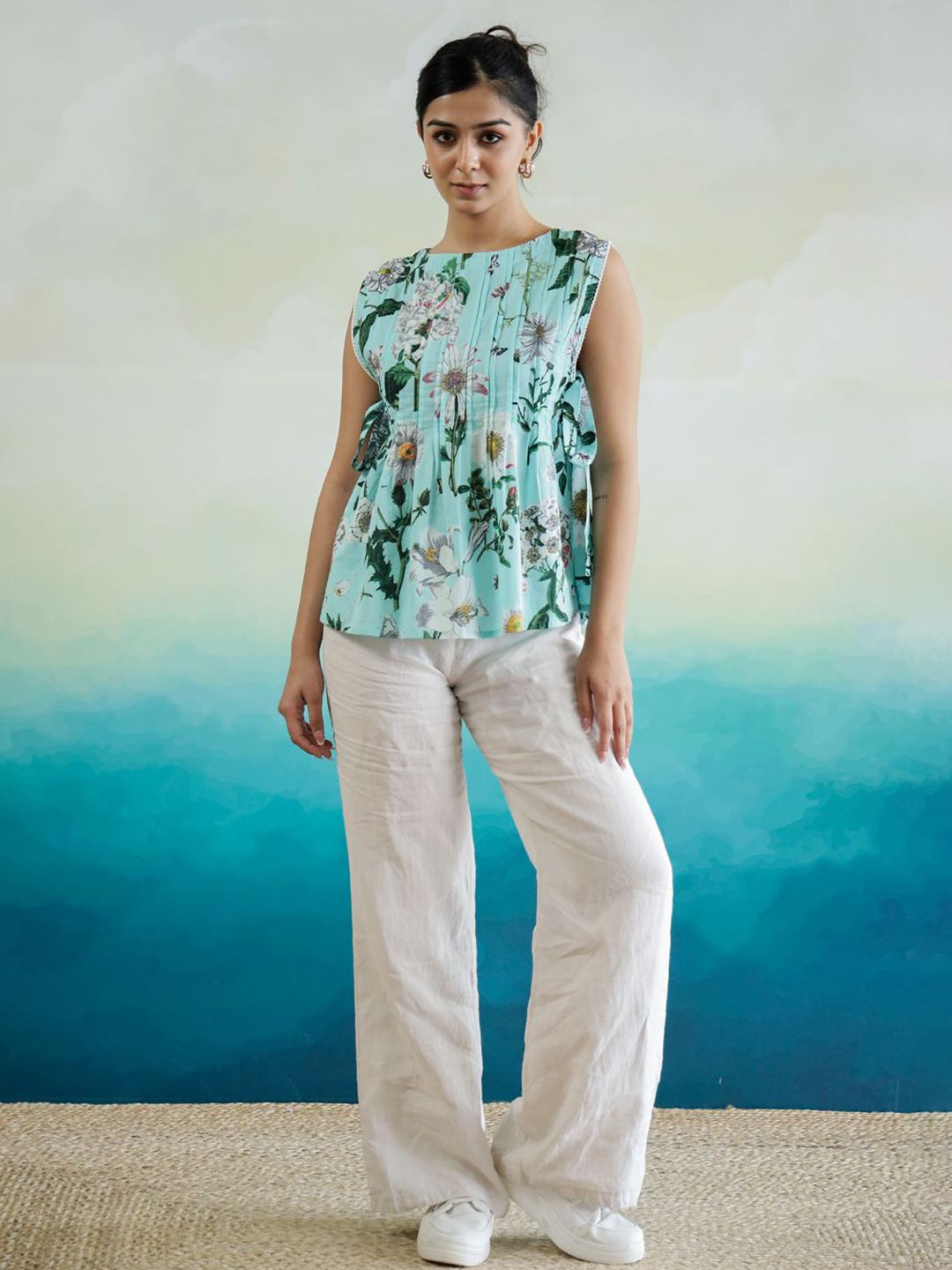 SANSKRUTIHOMES Women Floral Print Cotton Top