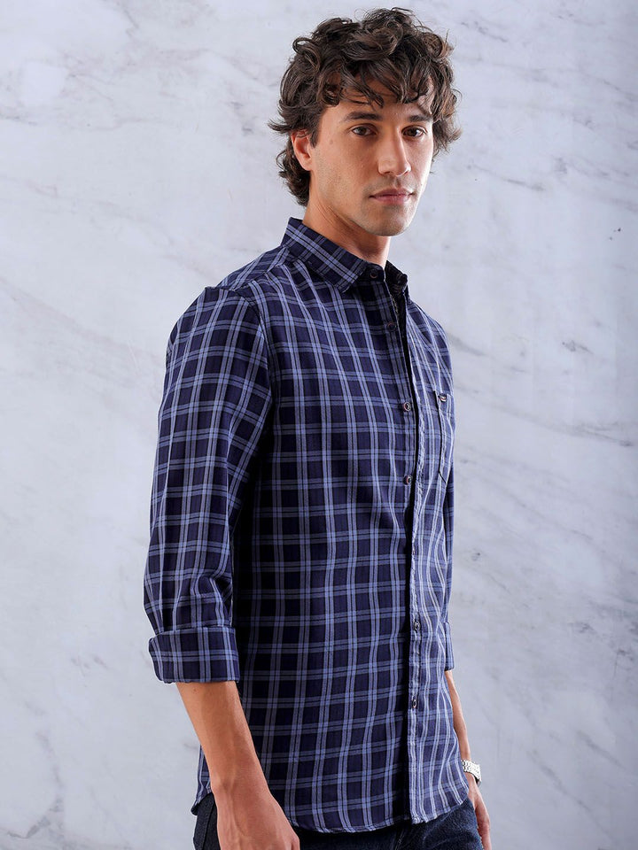The Indian Garage Co Men Slim Fit Cotton Checked Casual Shirt